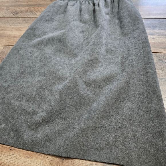 Vintage Norma Walters Gray Suede Ruched Waistband Midi Pocket Skirt Size 10 - Picture 2 of 7